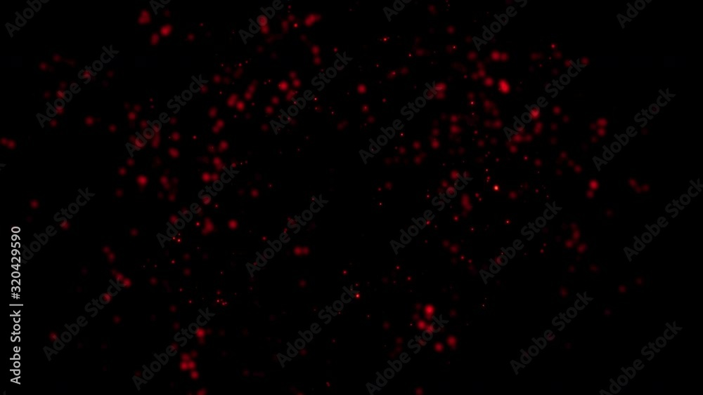 Red fireworks. Particle explosion effect. Carnival, festival bright celebration background in 4K.