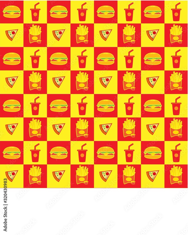 vector illustration of Fasfood seamless pattern, use for wallpaper, background, food store, restaurant and others. vector illustration of Fasfood seamless pattern, use for wallpaper, background, food store, restaurant and others.