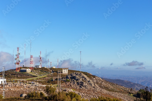Tower broadcasts a television and an Internet signal on Mount Foia. Portugal Algarve