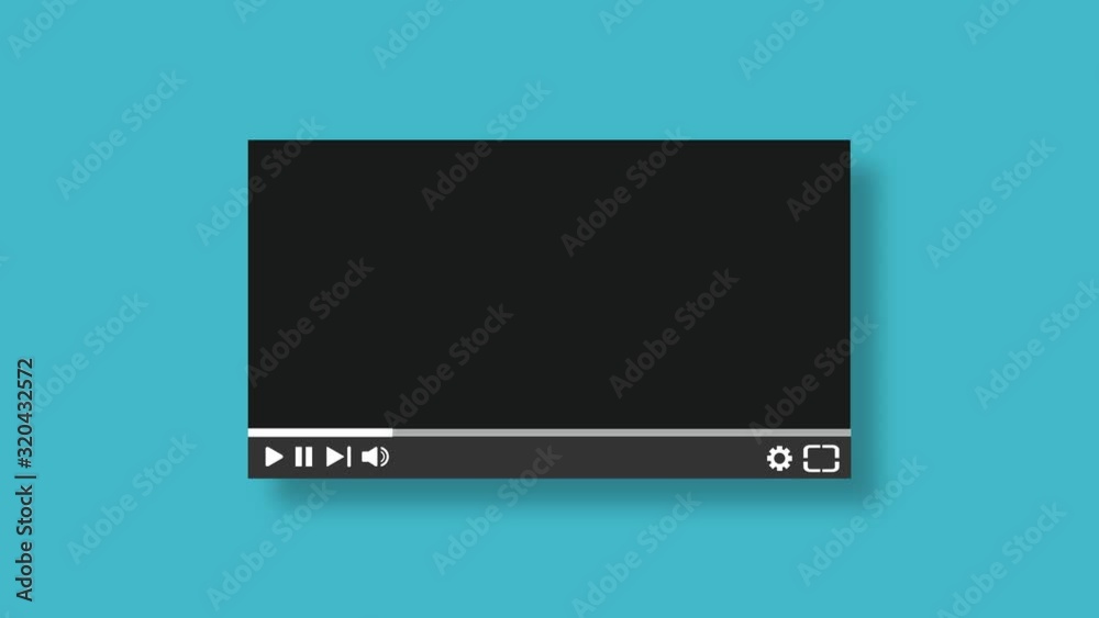 Realistic video player with shadow. Media Player Interface.