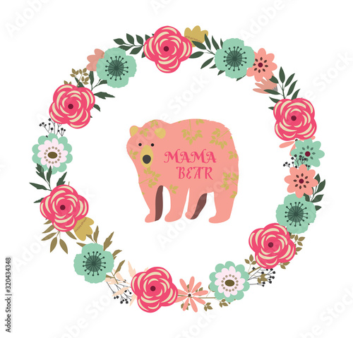 vector floral frame mama bear