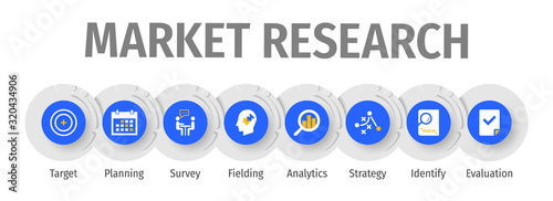 Market Research Flat Vector Icons. Market Research Vector Background with Icons.