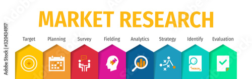 Market Research Flat Vector Icons. Market Research Vector Background with Icons.