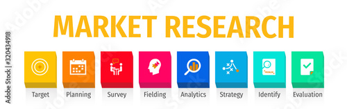Market Research Flat Vector Icons. Market Research Vector Background with Icons.
