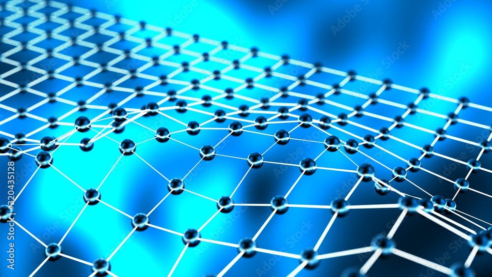 Geometric abstract background with connected lines and dots. Structure molecule and communication. Scientific concept for your design. Medical, technology, science background. 3D illustration.