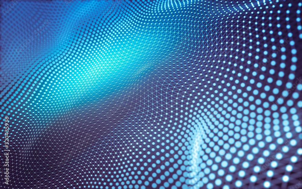 Abstract background. Molecules technology with polygonal shapes, connecting dots and lines. Connection structure. Big data visualization.