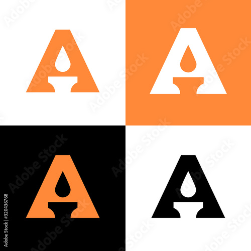 Letter A and candle, logo design template elements, burning candle symbol vector illustration