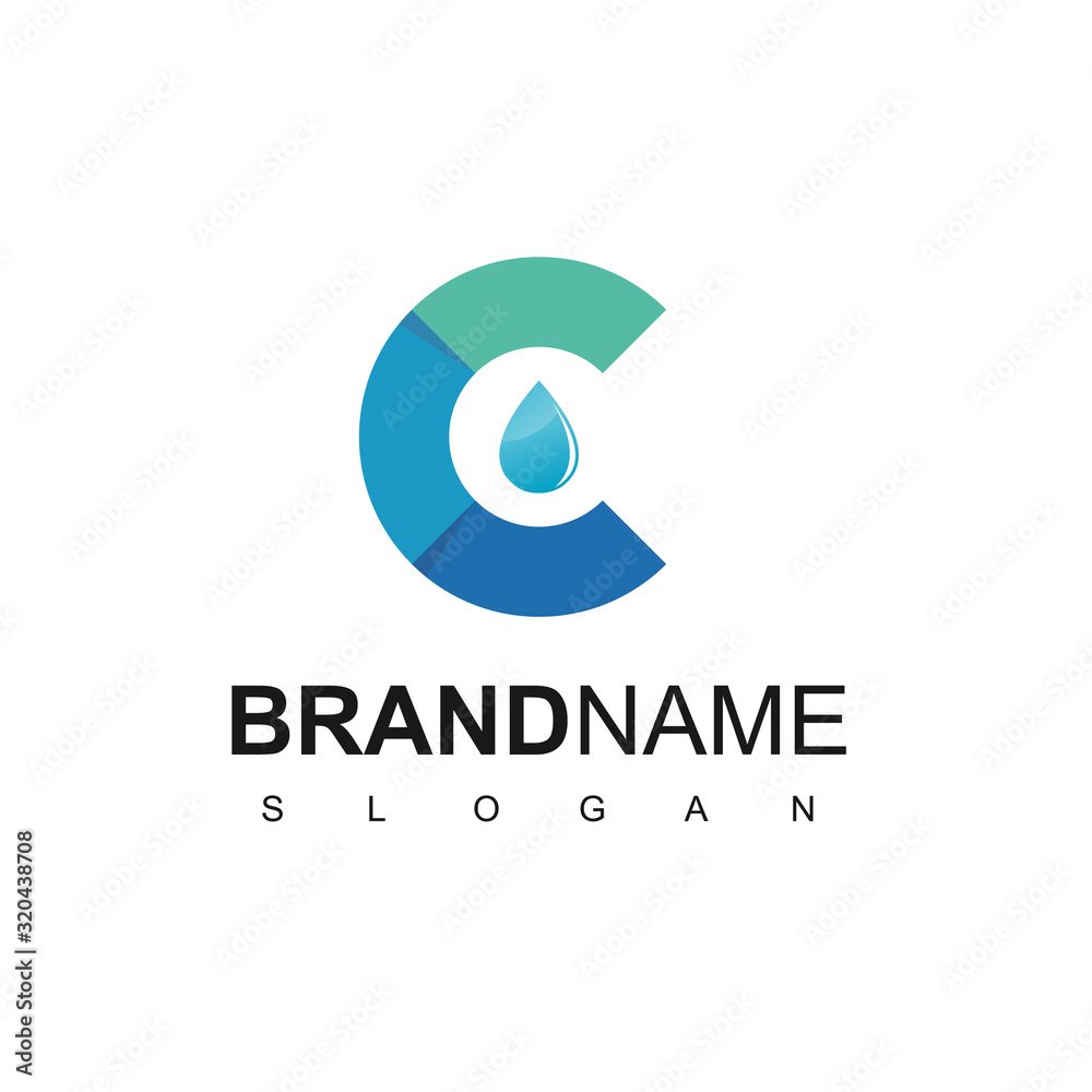Letter C Water Logo Design Letter C Water Logo Design