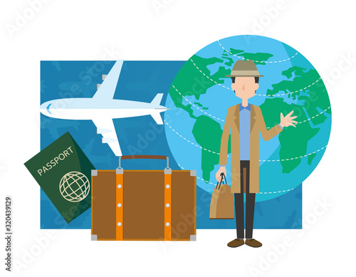 海外旅行　飛行機　旅行アイテム　イメージ