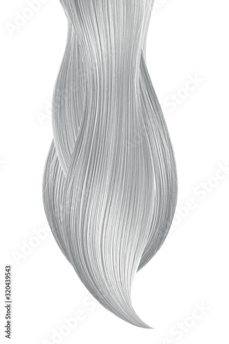 Gray hair isolated on white background. Long ponytail © MAKOVSKY ART