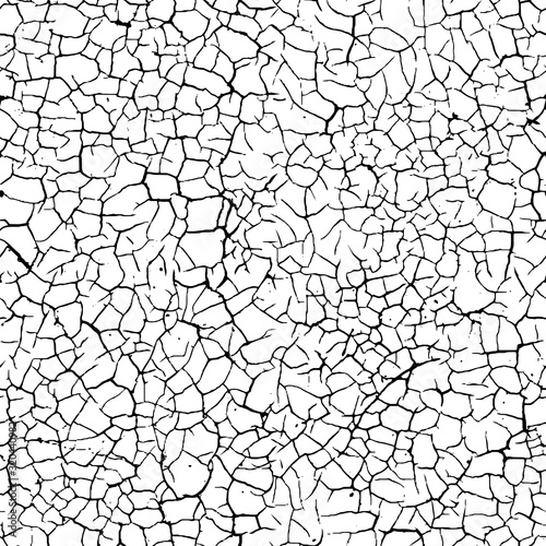 Cracked seamless pattern vector texture isolated on white background.