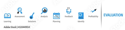 Evaluation Flat Vector Icons. Evaluation Vector Background with Icons.
