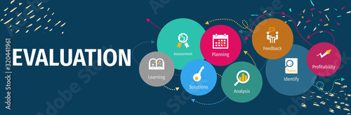 Evaluation Flat Vector Icons. Evaluation Vector Background with Icons.