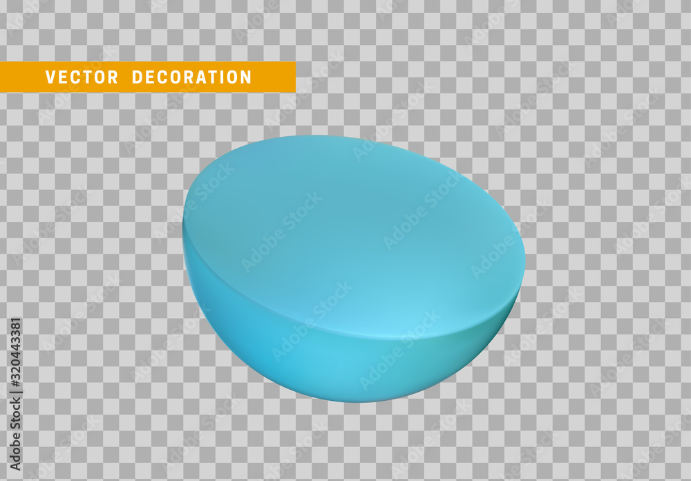 Half sphere isolated blue color. 3d objects geometric shape. vector illustration Half sphere isolated blue color. 3d objects geometric shape. vector illustration