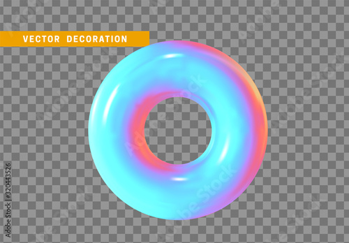Torus isolated with colorful hologram chameleon color gradient. Abstract 3d objects, Round ring tor shape. vector illustration