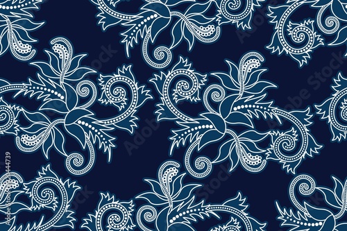 Seamless pattern with floral vector Illustration  Indonesian batik motif