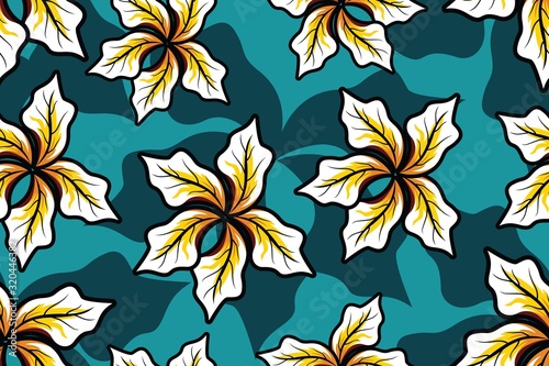 Seamless pattern with leaf vector Illustration, Modern batik motif