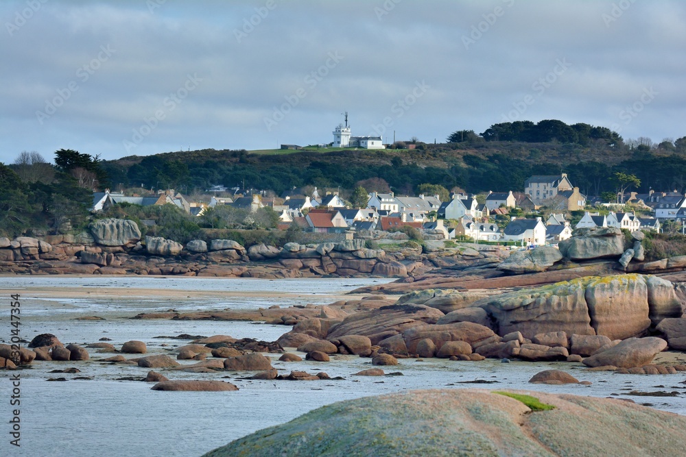 Landscape of the pink granite coast in Brittany France Landscape of the pink granite coast in Brittany France