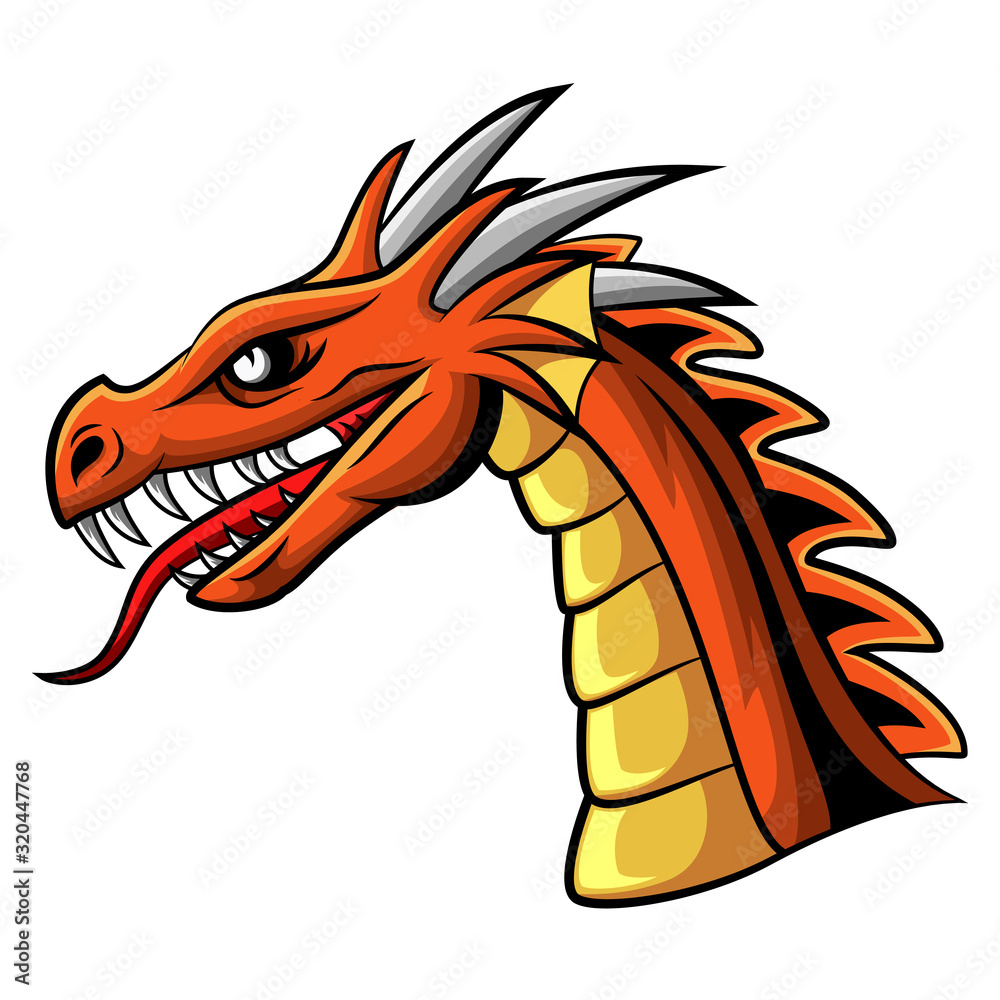 Cartoon angry dragon head mascot Stock Vector | Adobe Stock