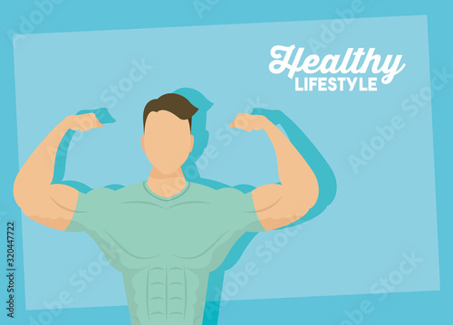 young strong man athlete character