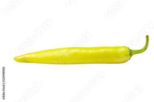 Green chilli in isolared white background.clipping path © gexphos