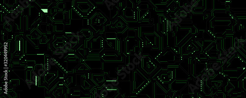 digital green lines cyber circuits effect background