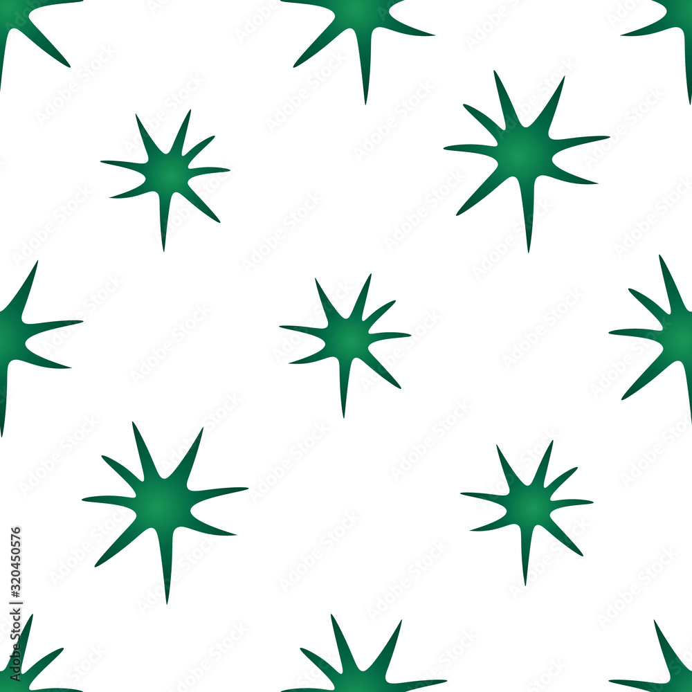 Seamless pattern of virus, bacteria in green. Isolated background. Vector abstraction. 2019-nCoV. Idea for the design of a medical article, educational literature, cover, cover.  Endless ornament.