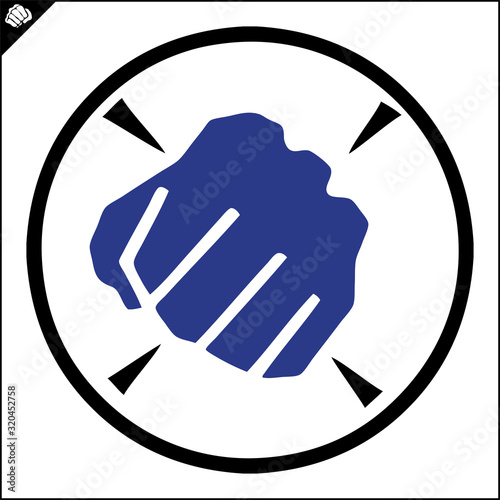 Karate power fist emblem. Martial art colored simbol design. Vector, EPS.