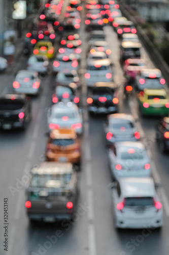 Abstract background blur of traffic jam rush hour in big city