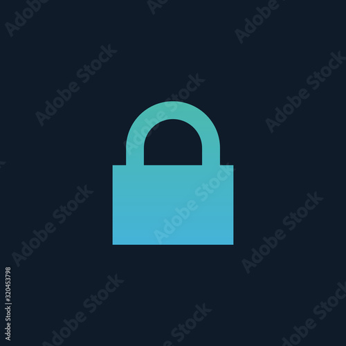 Lock icon, password protected sign. Stock Vector illustration isolated on blue background.
