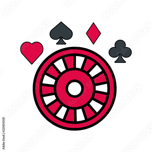 roulette wheel and poker figures casino