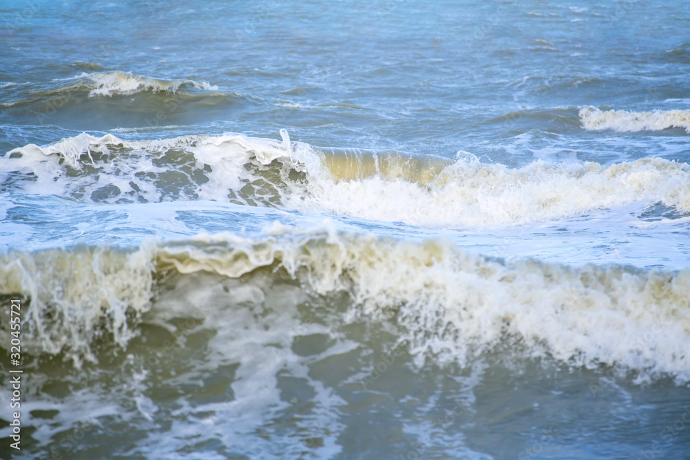 The sea in the day of strong waves morning