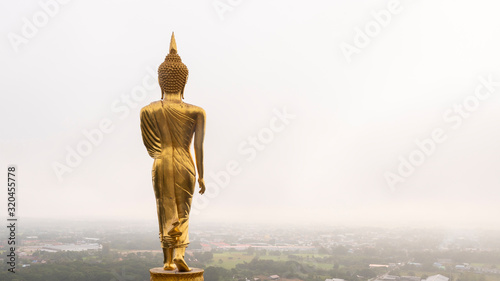 Standing Buddha  public image taken from behind the landmark in Nan, Thailand.
