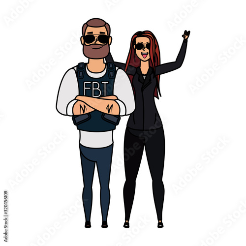 young man fbi agent with rude woman characters