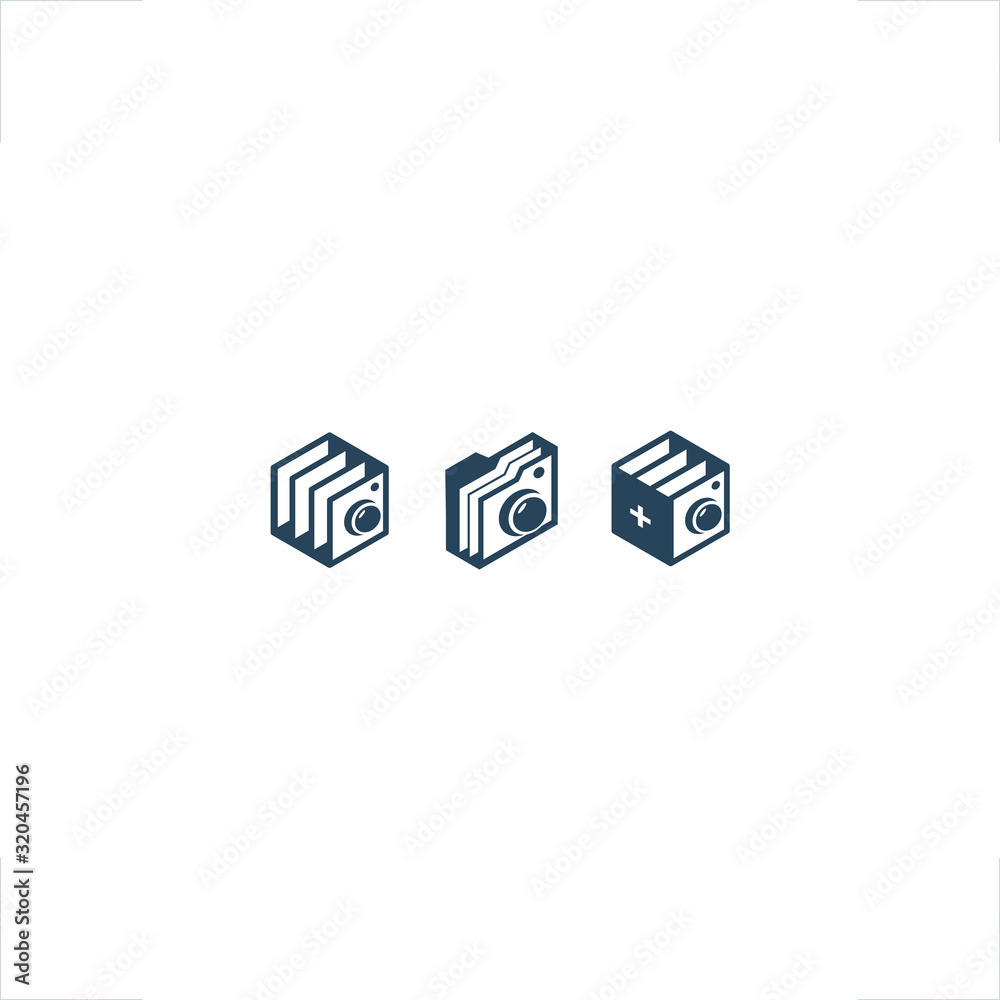 camera logo folder box icon set design Stock Vector | Adobe Stock