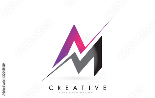 AM A M Letter Logo with Colorblock Design and Creative Cut.
