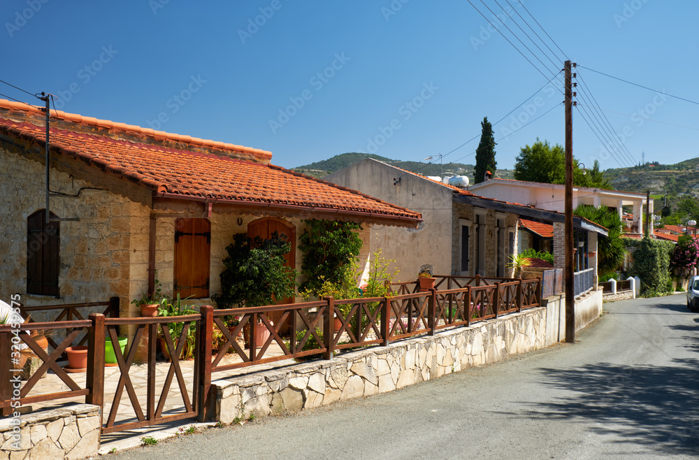 The street of Laneia village. Mount Troodos. Limassol. Cyprus