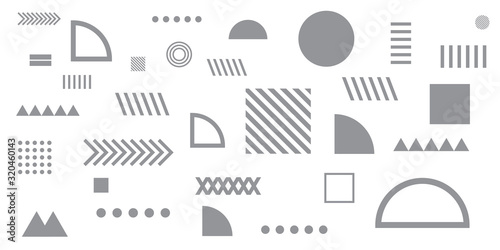 Silver grey background memphis geometric shapes vector illustration