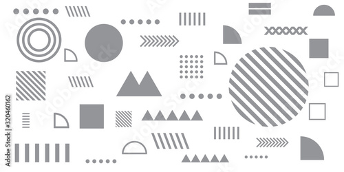 Silver grey background memphis geometric shapes vector illustration