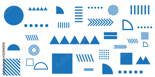 Blue white background memphis geometric shapes vector illustration