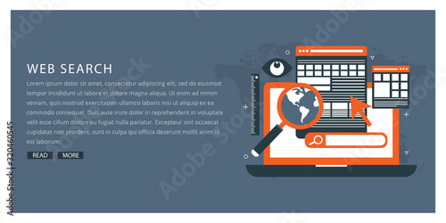 Search engine result pag vector, Page showing search results of a query, web search concept on laptop
