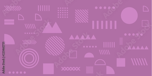 Purple pastel color background memphis geometric shapes vector illustration