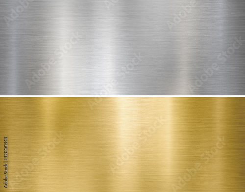 Metal brushed silver and gold textured plates