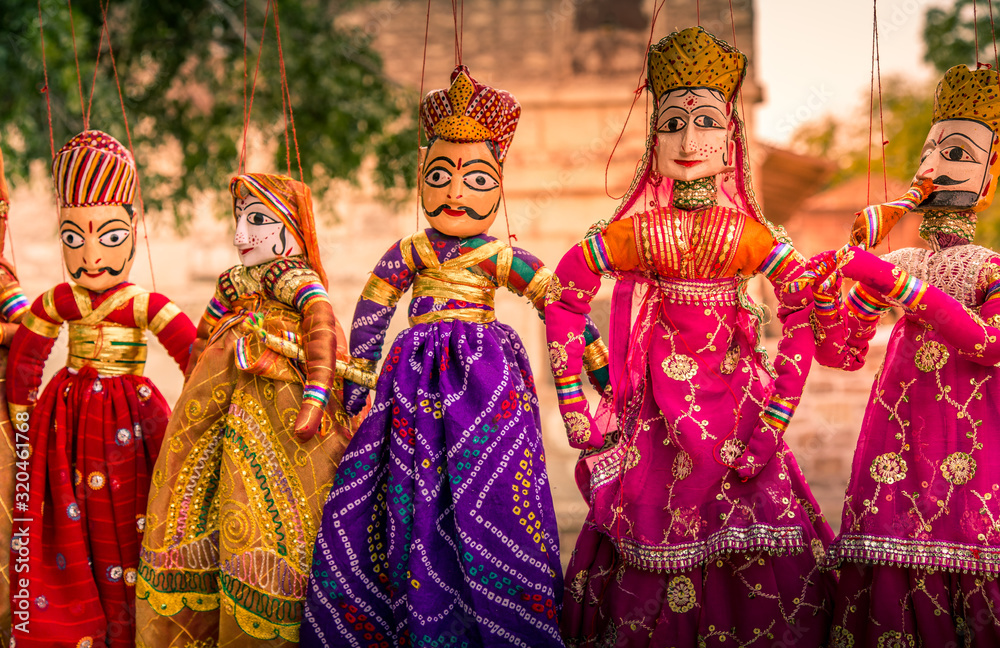 Handicraft Rajasthani Puppets toys displayed for sale in Jodhpur