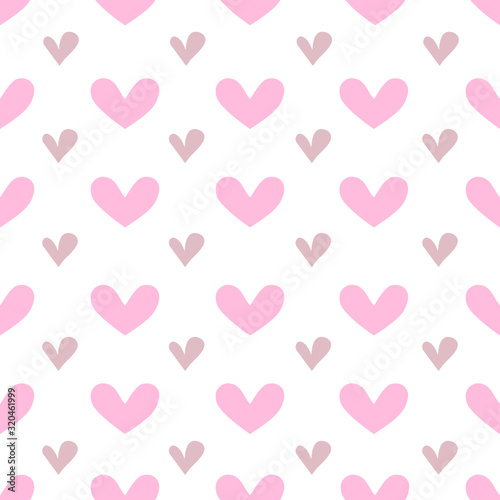 Pink Hearts hand drawn seamless pattern background.