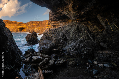 Caves at the ocean cliff in Monumento Natural de las Cuevas de Ajuy National Park