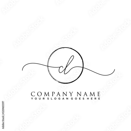 Initial letter CL Signature handwriting Logo Vector