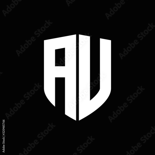 AU logo monogram with shield shape design template