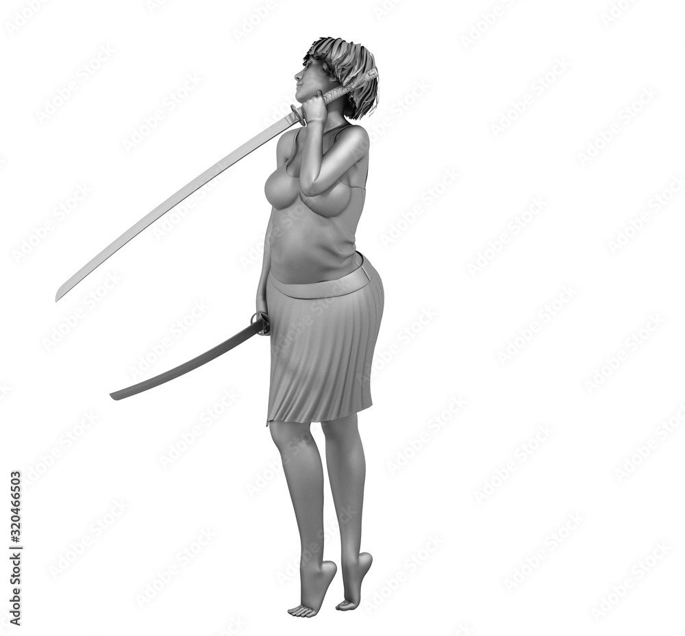 warrior woman character, 3D rendering, illustration warrior woman character, 3D rendering, illustration
