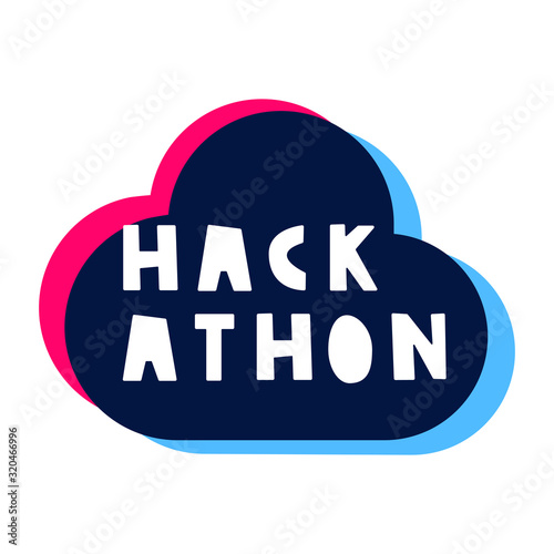 Hackathon. Badge vector illustration on white background.